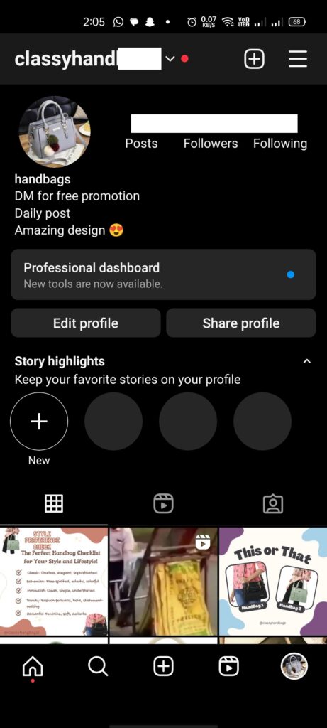 instagram menu