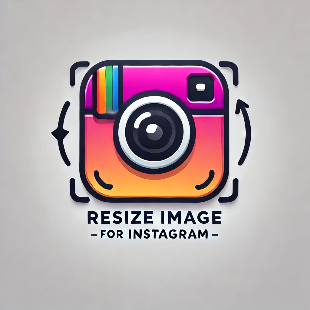 Logo for Resize Image for Instagram Without Cropping Tool - Minimalist camera icon with Instagram color palette and resizing arrows.